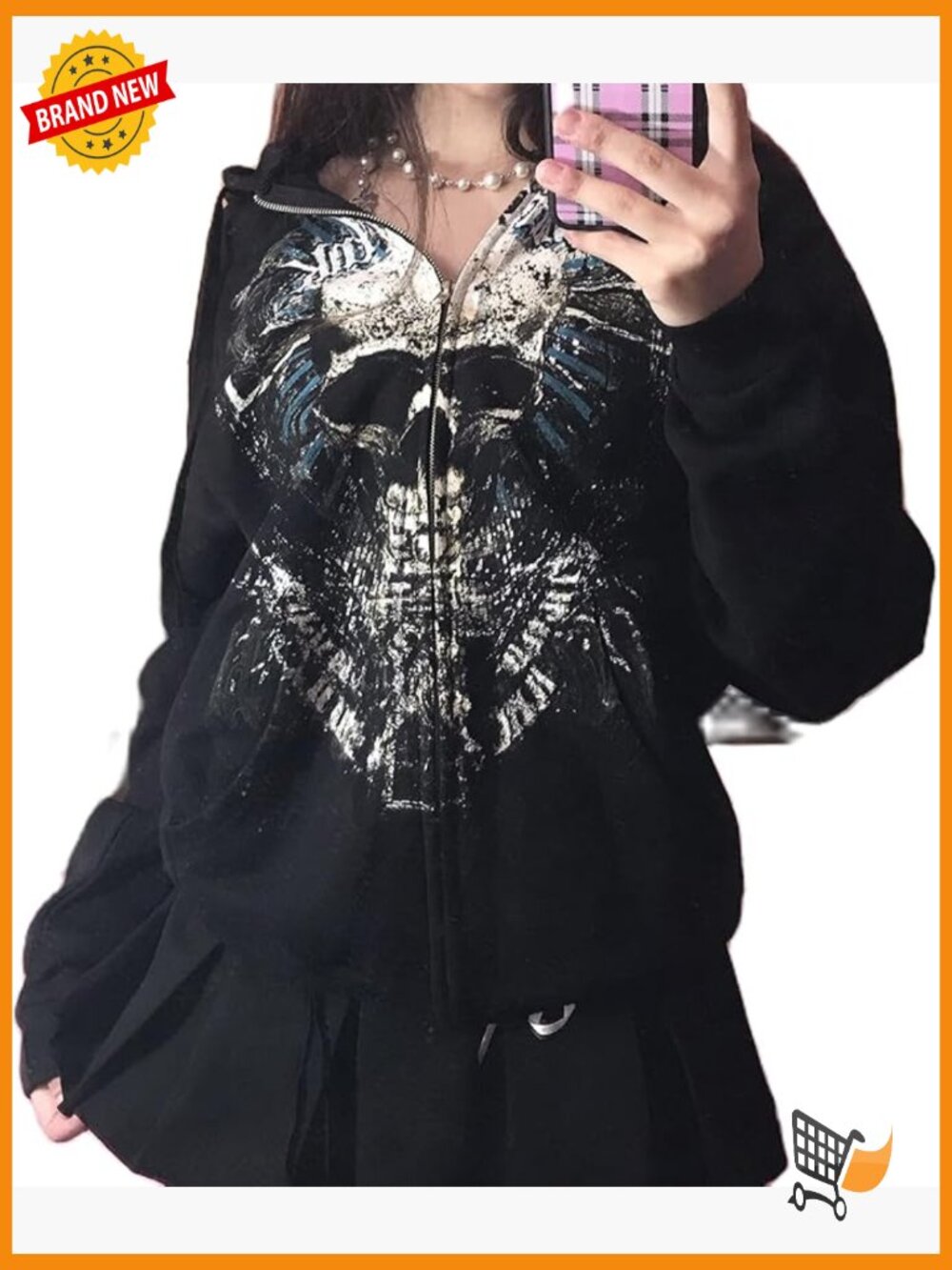 Y2K Oversized Zip Up Hoodie Vintage Graphic Sweatshirt Jacket Harajuku